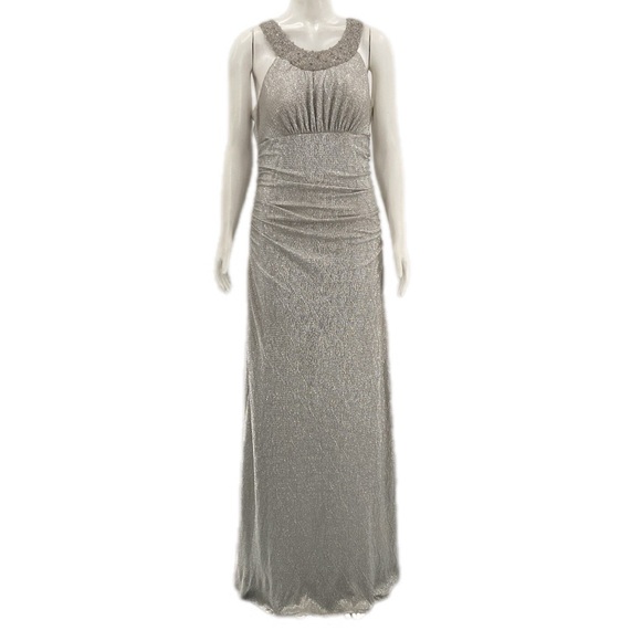 Elegant Gold Beaded Gown Lined Evening Wedding Black Tie - Picture 1 of 9